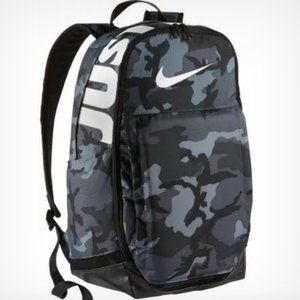 Nike Brasilia Backpack Gray Camo Just Do It 18"x 12"x 7" School NWOT BA5482-06